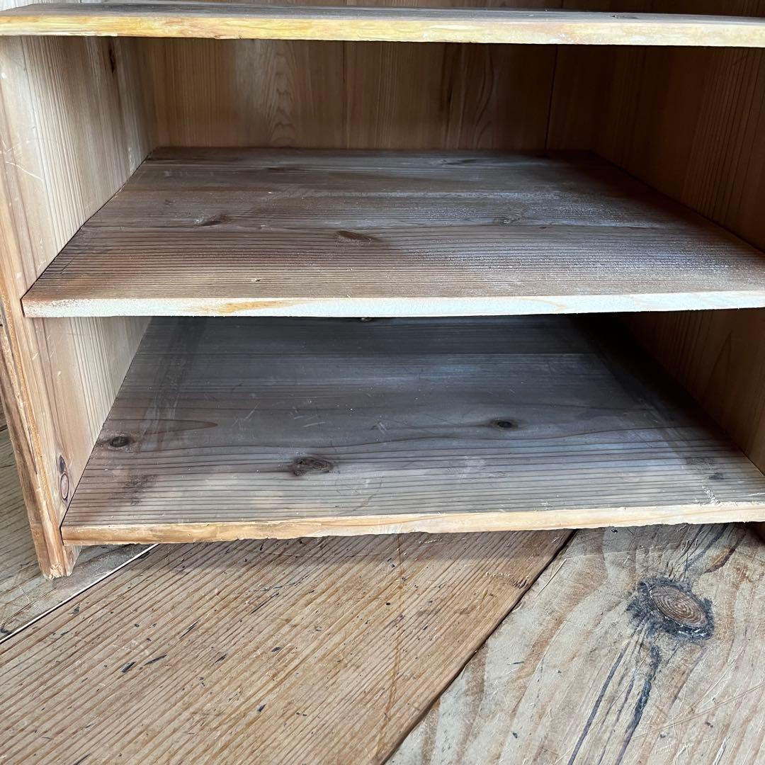 アンティーク 仕切り棚 チェスト 食器棚 書類棚 無垢材 無塗装 z849