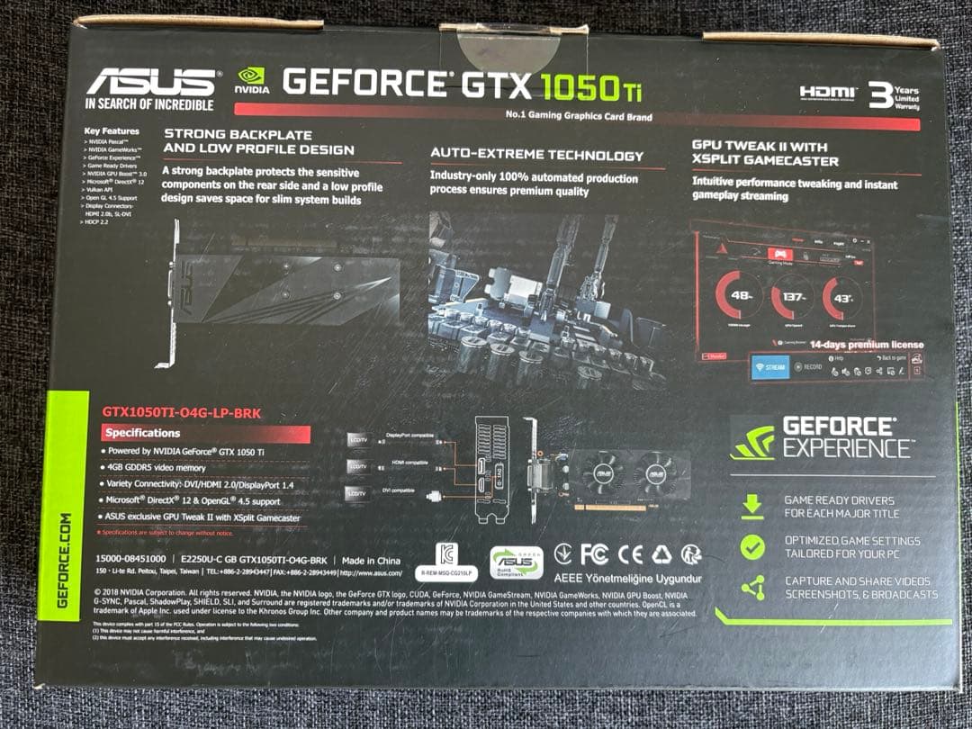【新品未開封】ASUS GTX 1050 Ti 4GB OC 低プロファイル