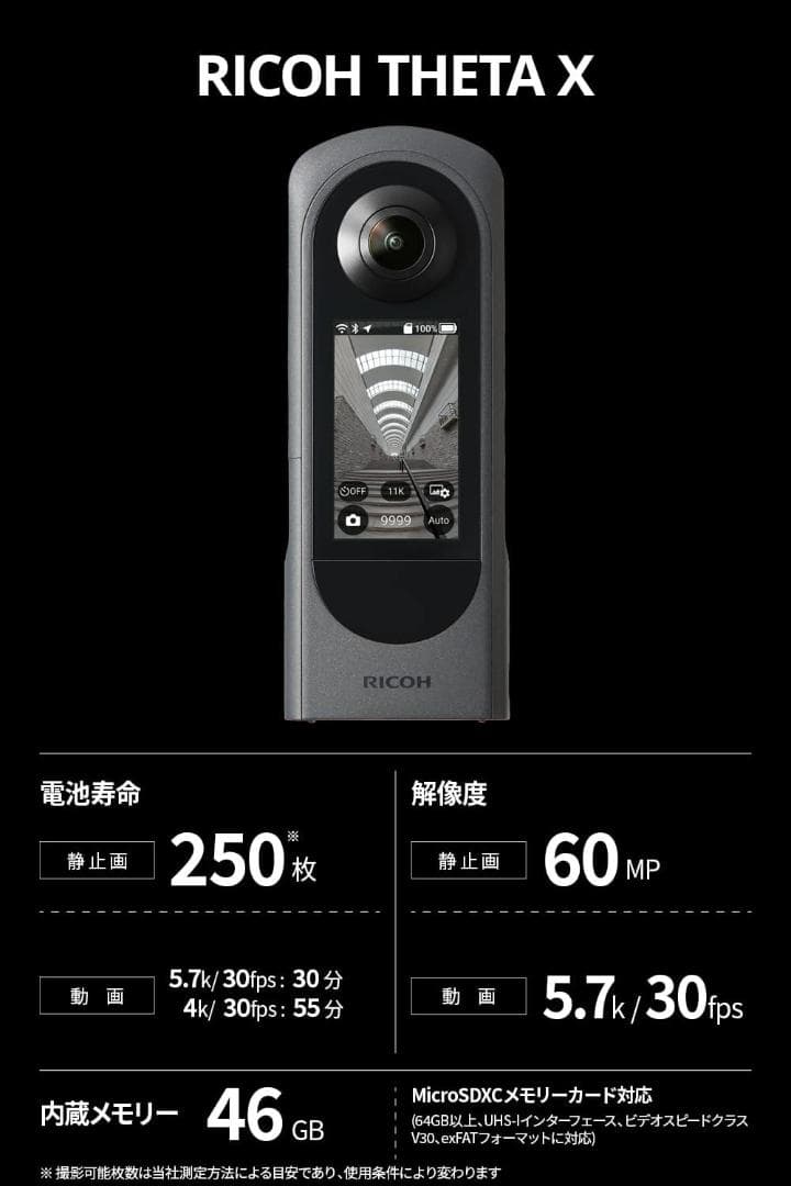 RICOH THETA X メタリックグレー 360度カメラ (本体のみ)