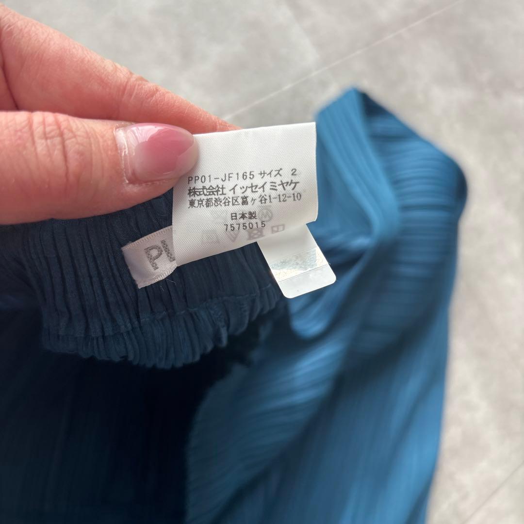 PLEATS PLEASE プリーツパンツ サイズ2 青緑