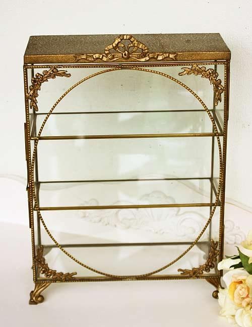 ショーケース キャビネット 飾り棚 アンティーク 84305CT-GD