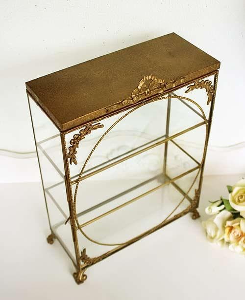 ショーケース キャビネット 飾り棚 アンティーク 84305CT-GD