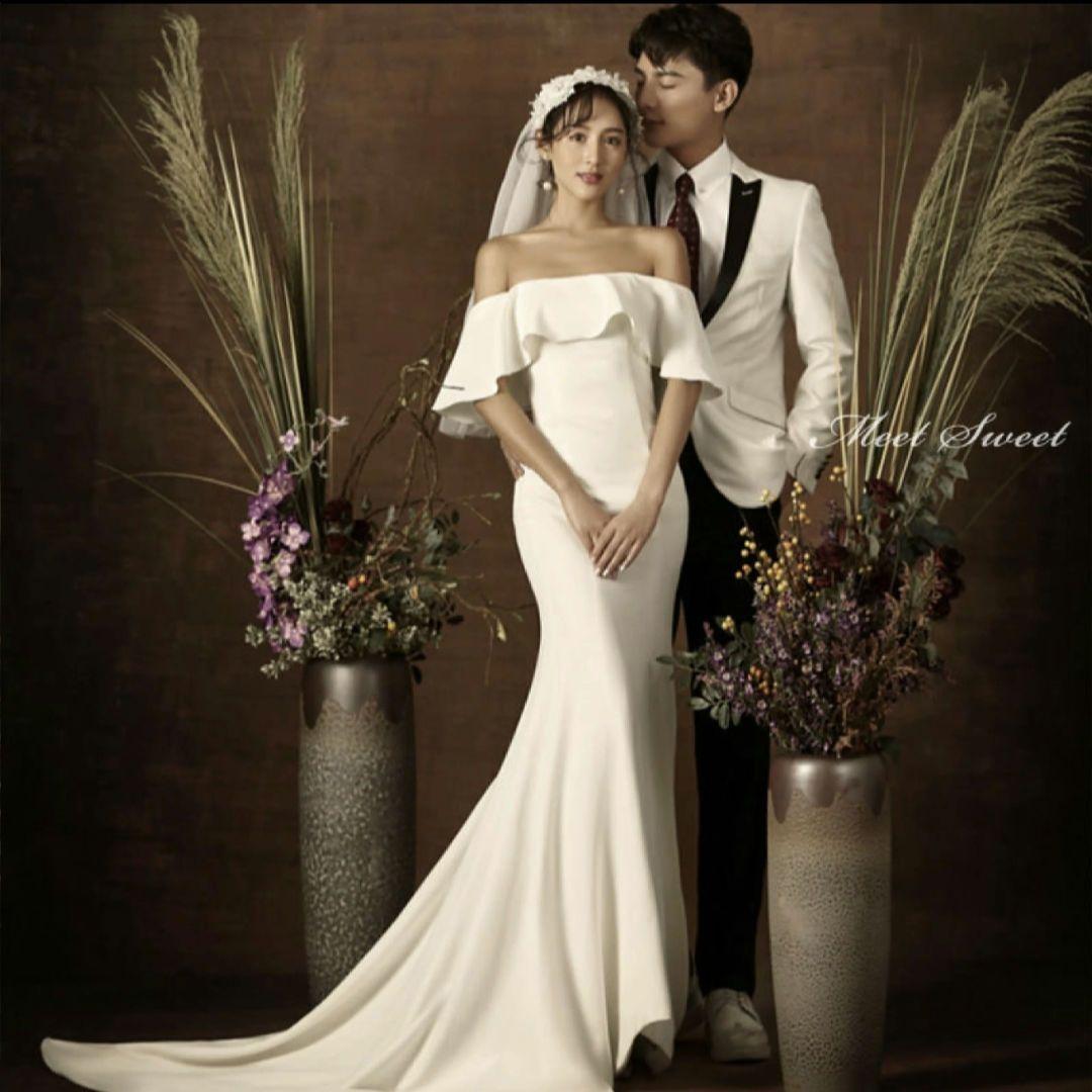 マーメイド　ウェディングドレス　オフショルダー