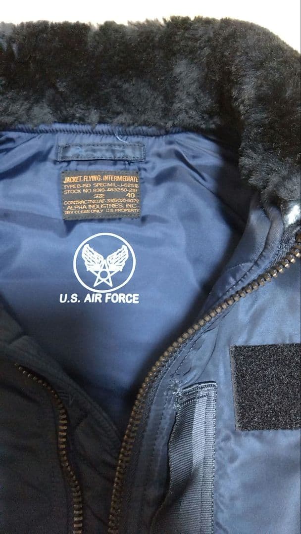 ALPHA　アルファ　B-15　フライトジャケット　ネイビー　エアフォース