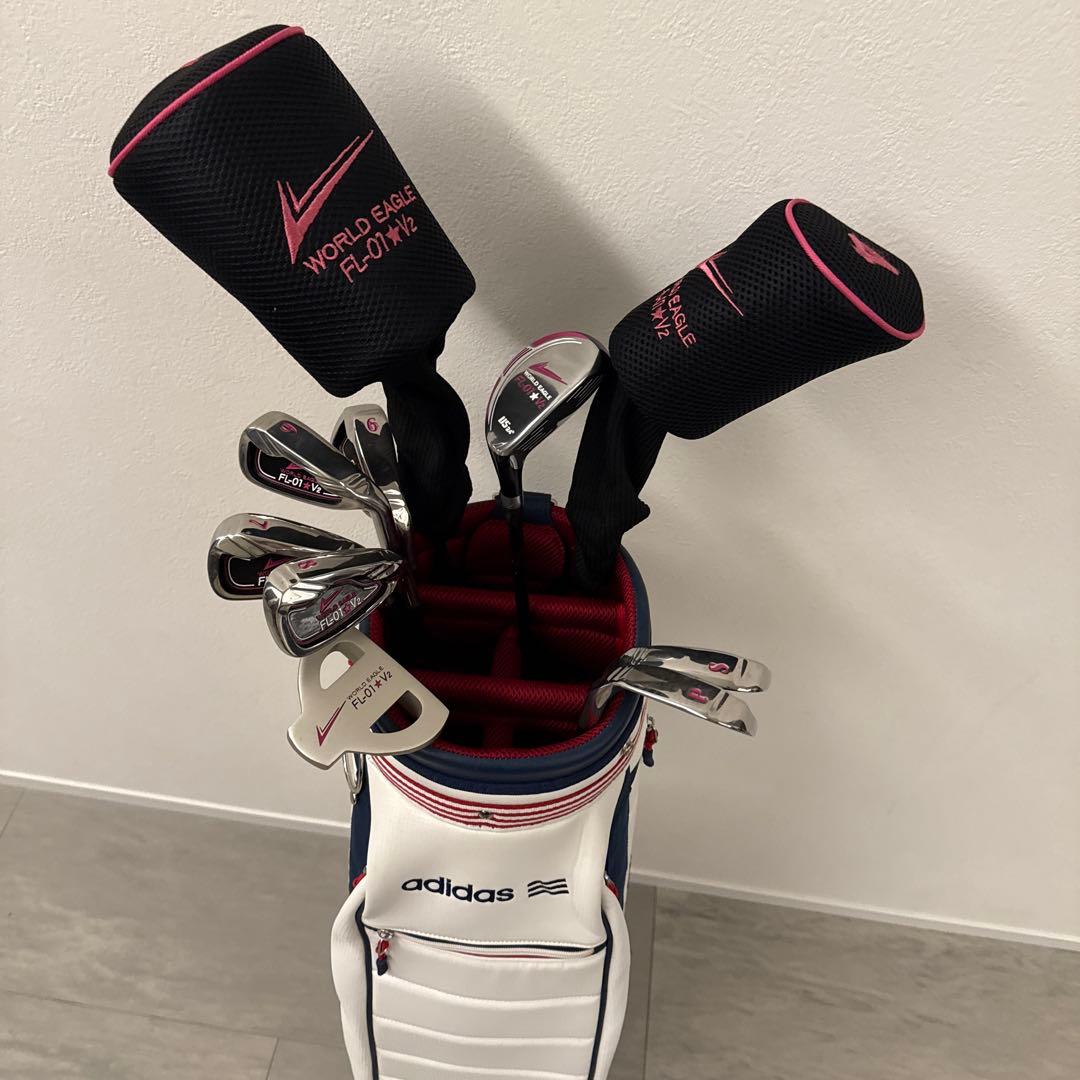 新品ワールドイーグル レディースゴルフクラブセット10本アディダスキャディバック