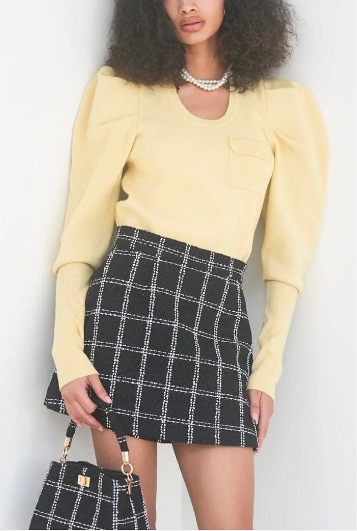 【未使用品】シェリエ sheller 5周年記念 チェック柄Aラインミニスカート