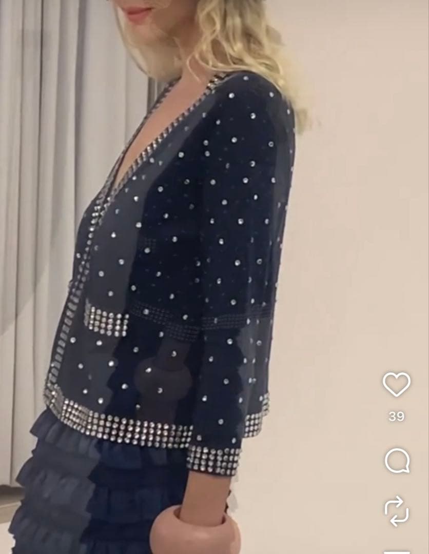 美品★定価17万円★Zhor&nema★美しいクリスタルイージーカーディガンM