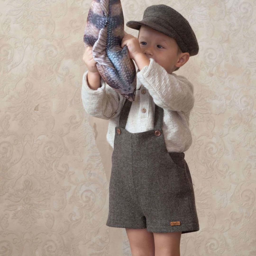 【新品未使用】popelin サスペンダーショーツ　18-24m