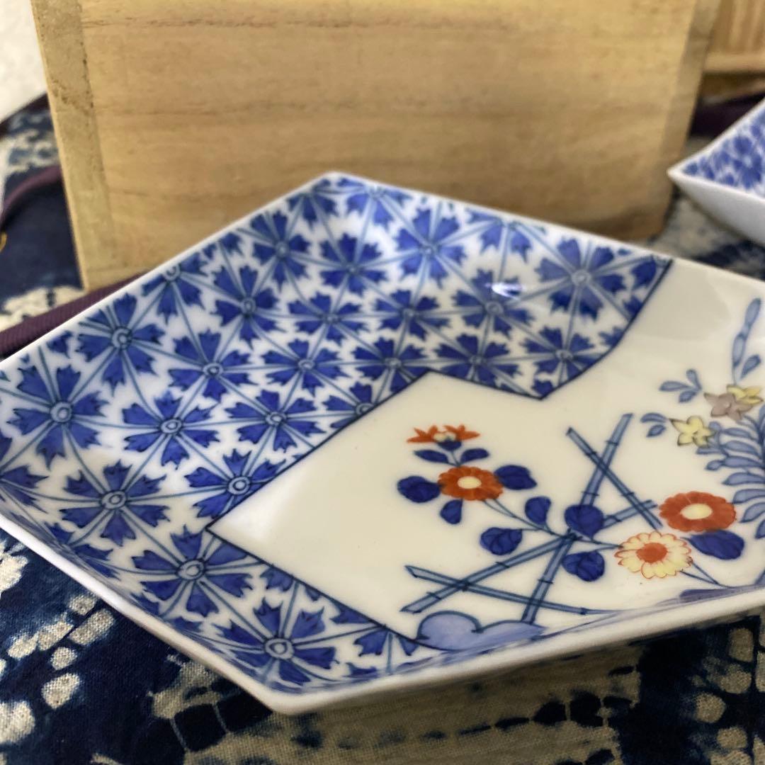 十二代酒井田柿右衛門　染錦銘々皿