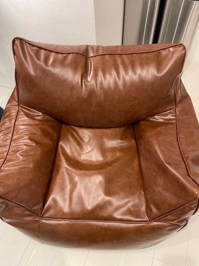 韓国ソファ　一人掛け　合皮レザー　ビーズクッション