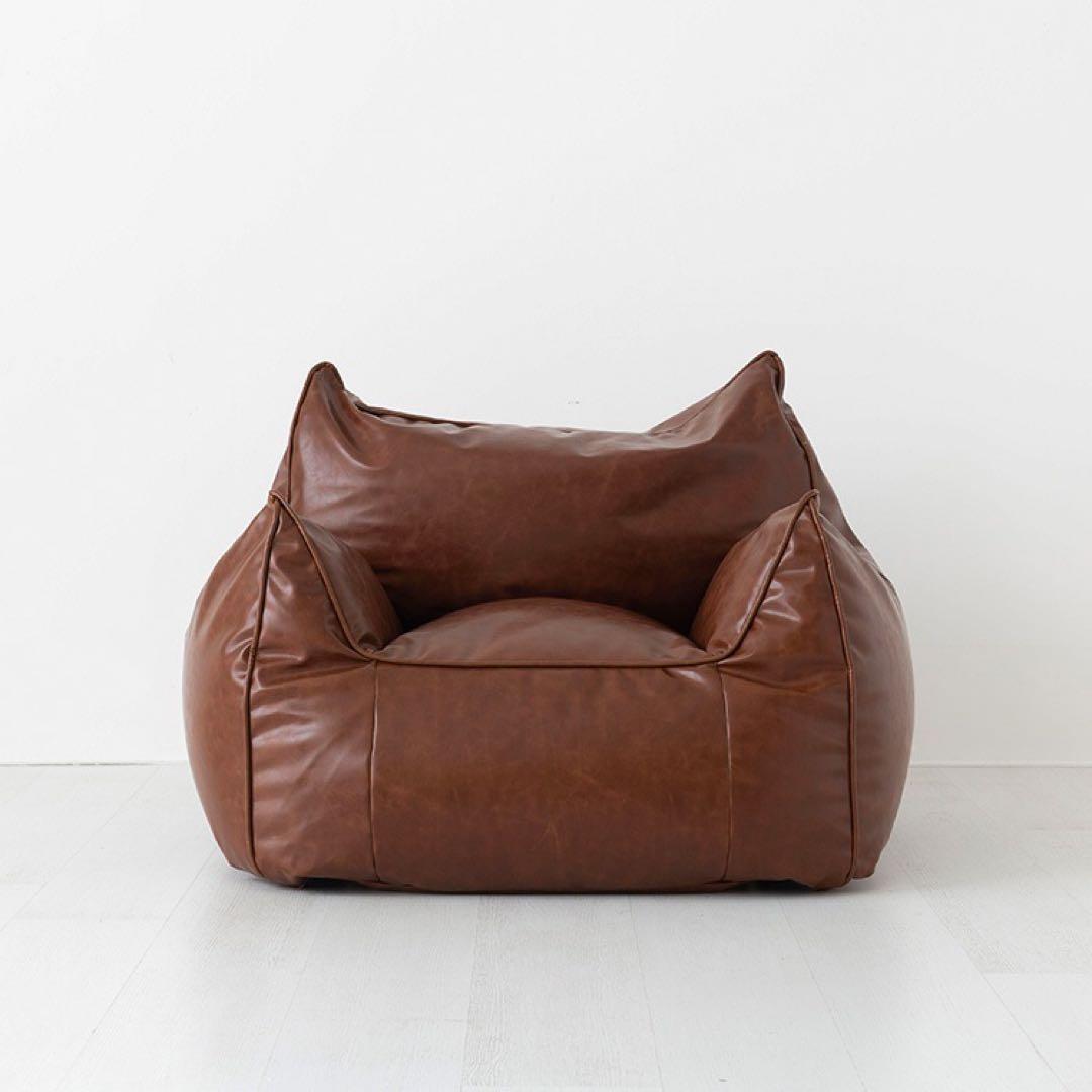 韓国ソファ　一人掛け　合皮レザー　ビーズクッション