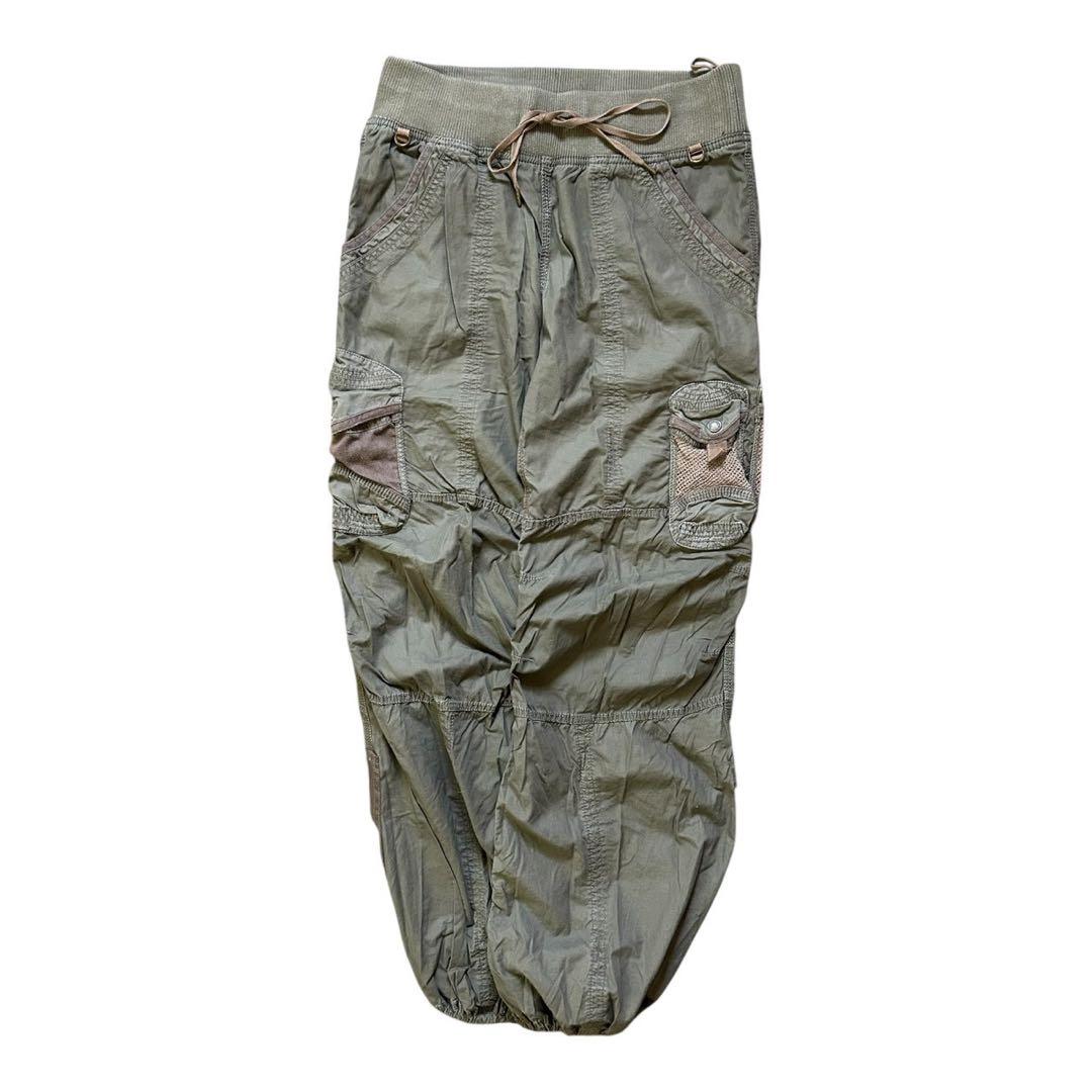 【美品】G.O.A.ゴア ワークパンツ カーキ レディースF パラシュートパンツ