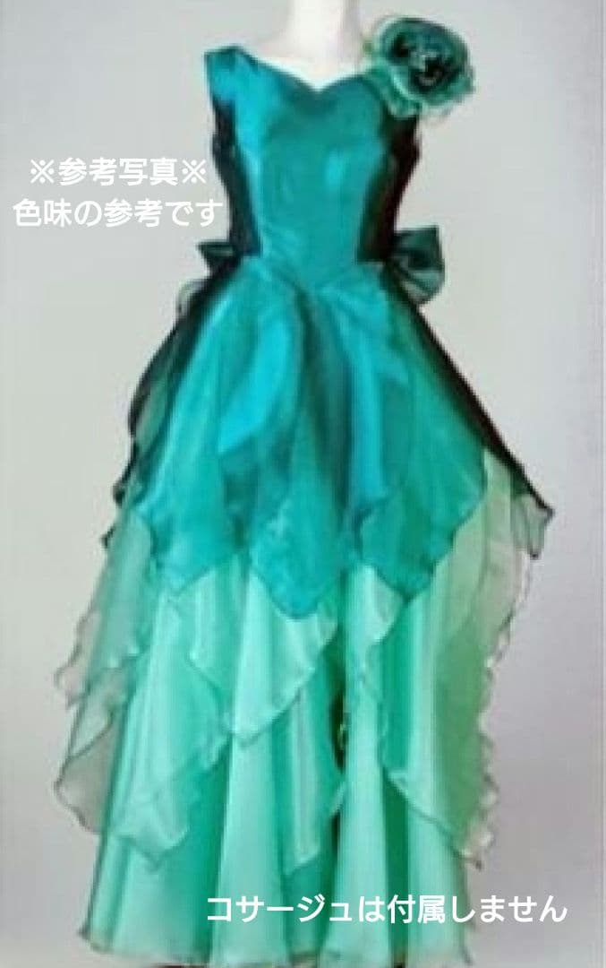 13号日本製ノン・プレステージ／緑シフォンカラードレス演奏会用