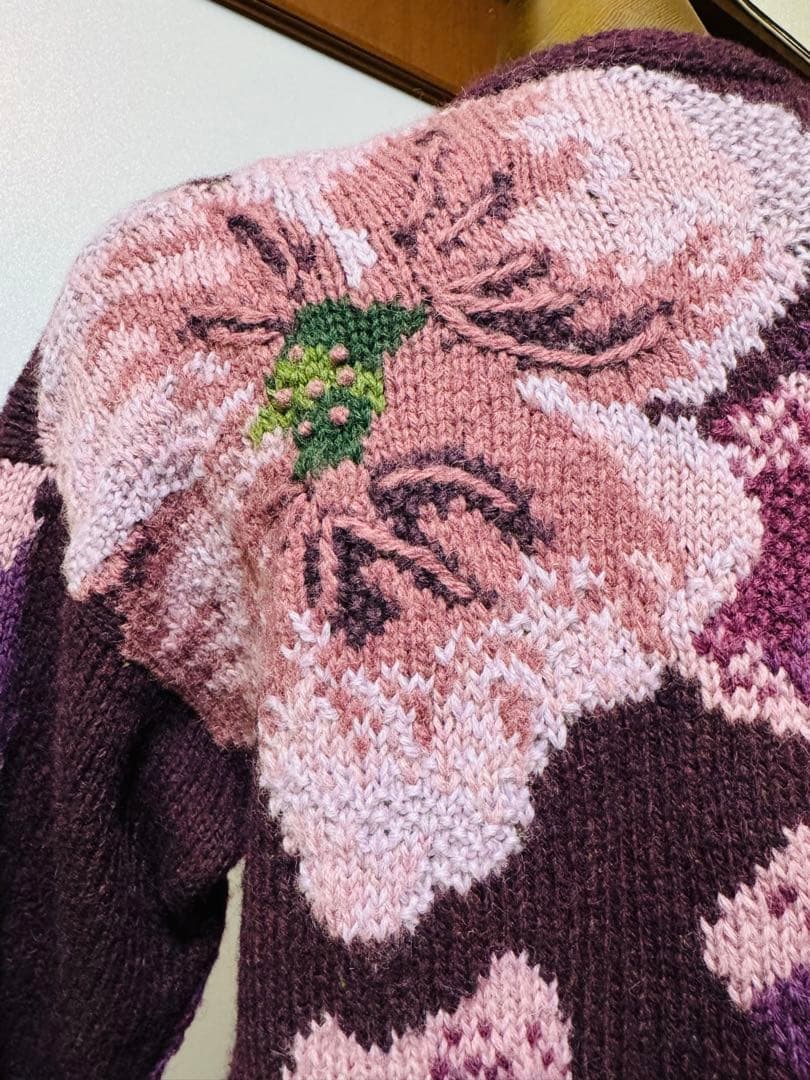 Vittadini ハンドメイドニット 花柄 ワンピース L