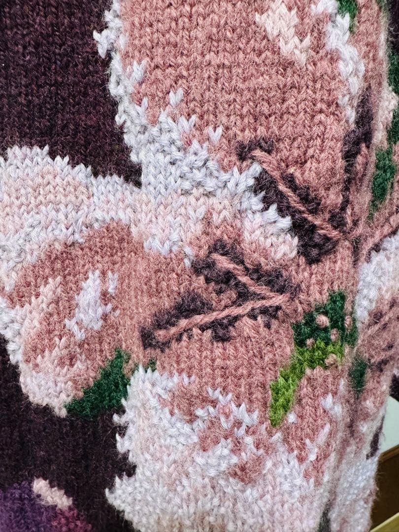 Vittadini ハンドメイドニット 花柄 ワンピース L