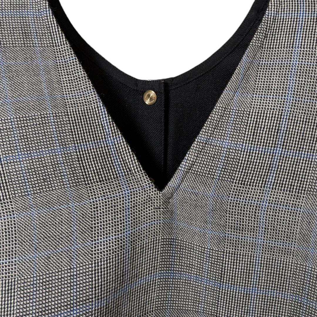 美品 トゥモローランド ウールシルクブロックトゥース 4-wayジレ S 36