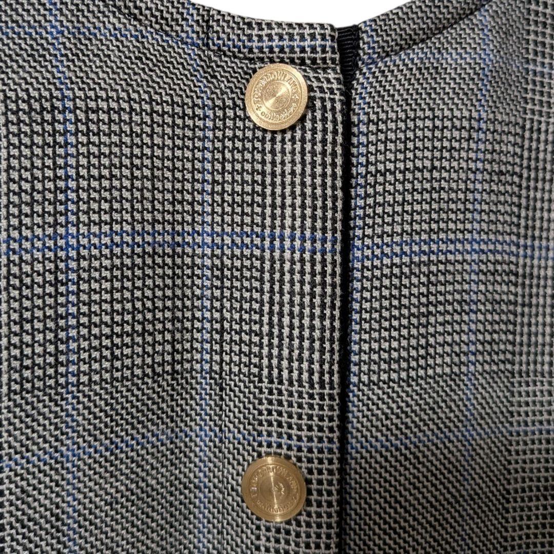 美品 トゥモローランド ウールシルクブロックトゥース 4-wayジレ S 36