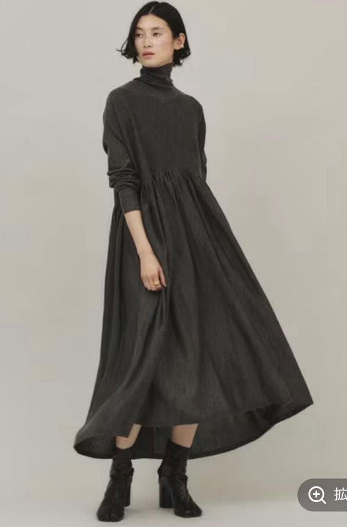 Curensology(カレンソロジー)ウールハイネックギャザーワンピース