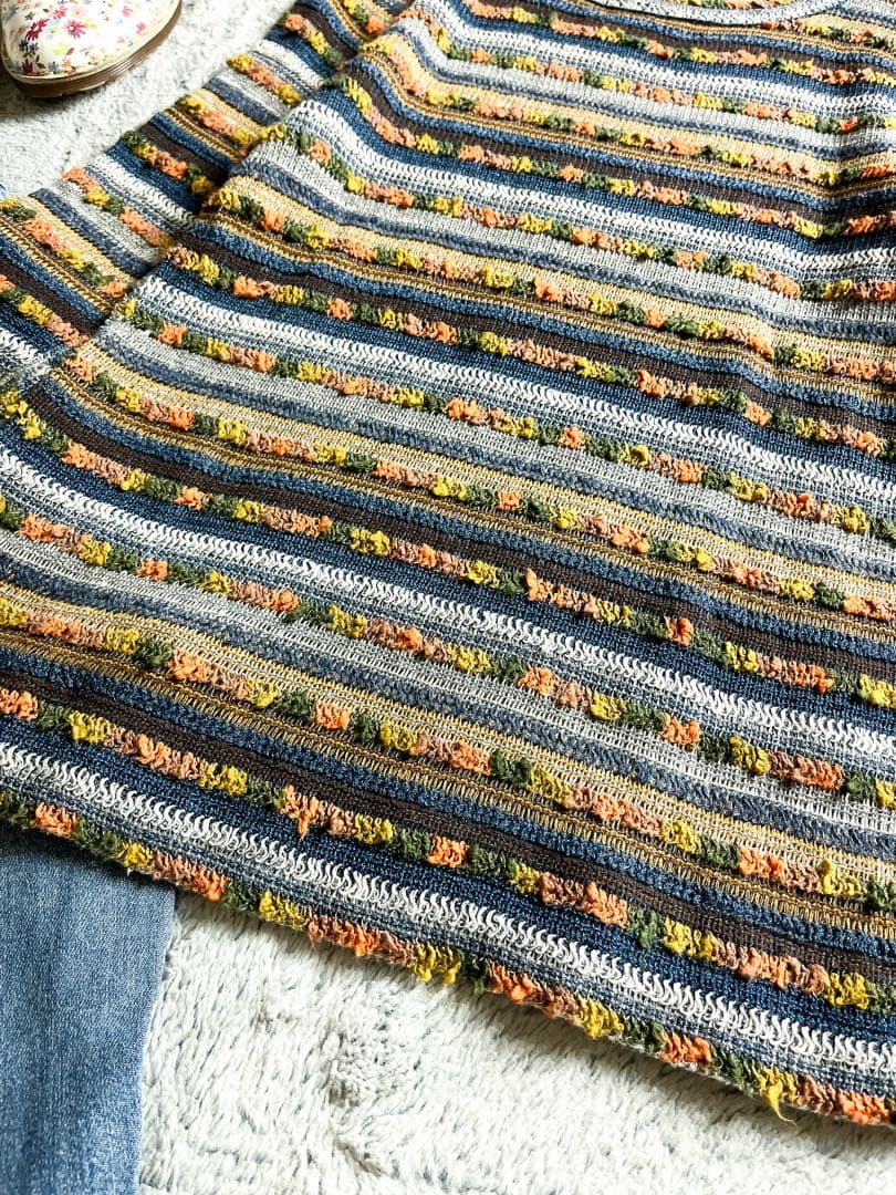 【45R】45rpm ジャガードニット ラッセルフラワーTシャツ