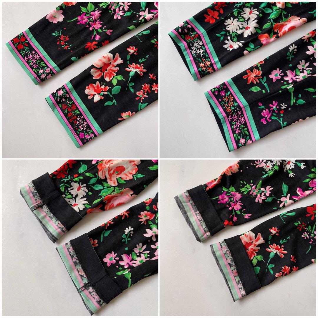 極美品✨ レオナール カットソー トリム ストレッチ バラ 花 シルクウール M