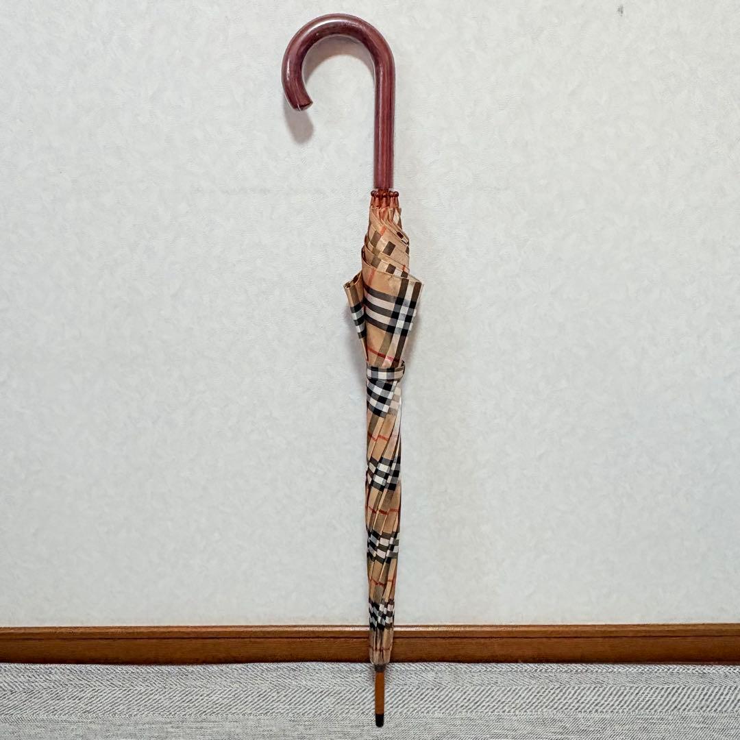 美品未使用　BURBERRY バーバリー　ノバチェック晴雨兼用長傘木製アンブレラ