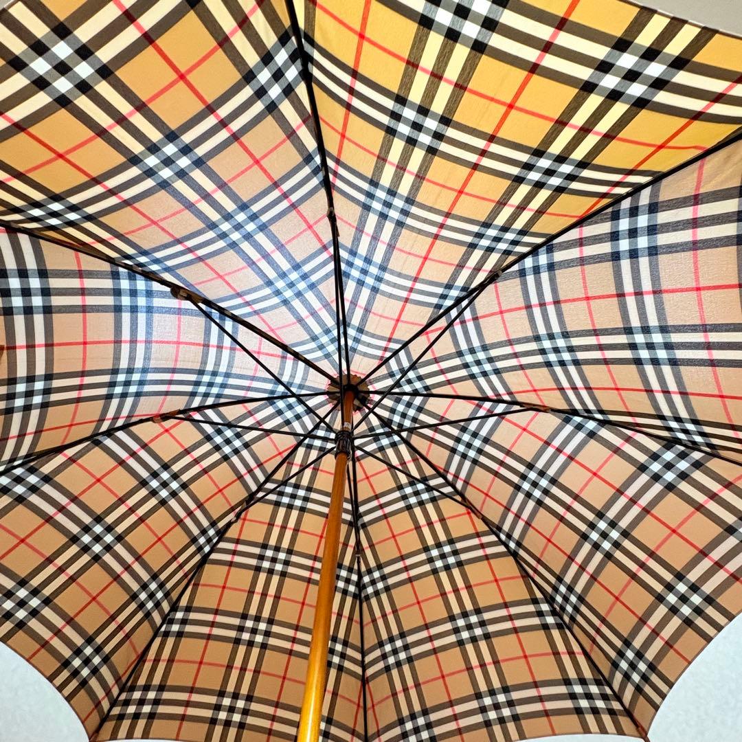 美品未使用　BURBERRY バーバリー　ノバチェック晴雨兼用長傘木製アンブレラ