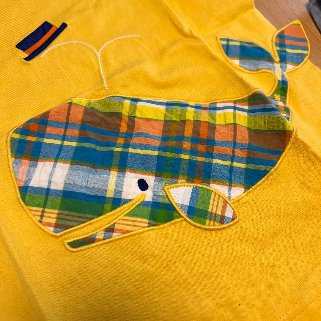 familiar クジラチェック柄Tシャツハーフパンツ帽子セット　110cm