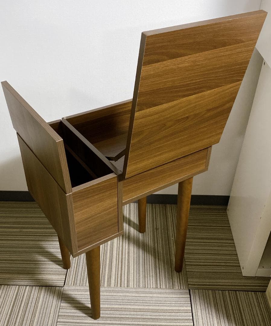 コンパクトドレッサー スツール付 鏡一面 シンプル モダン ダークブラウン