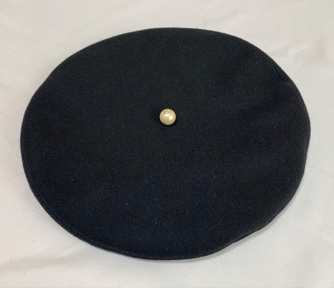 極美品✨ Christian Dior ベレー帽 パール付き ディオール 黒