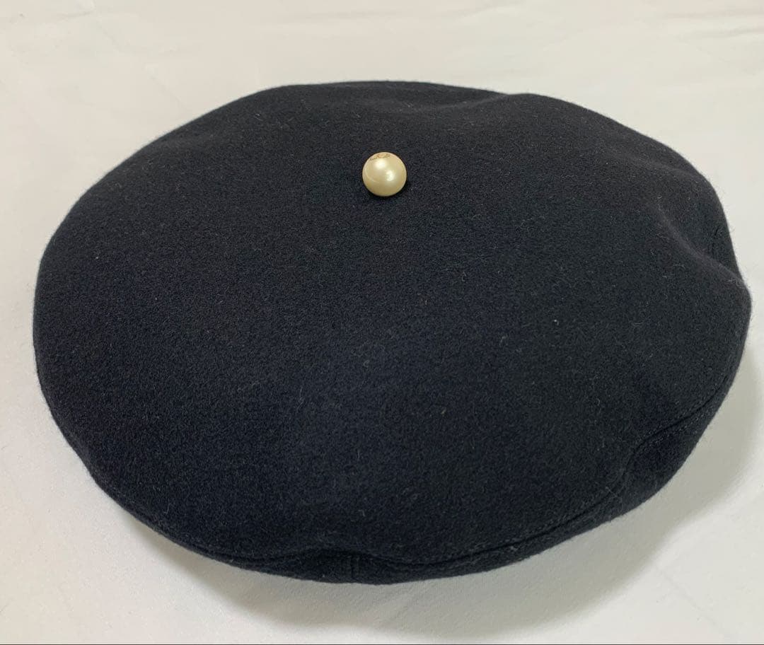 極美品✨ Christian Dior ベレー帽 パール付き ディオール 黒