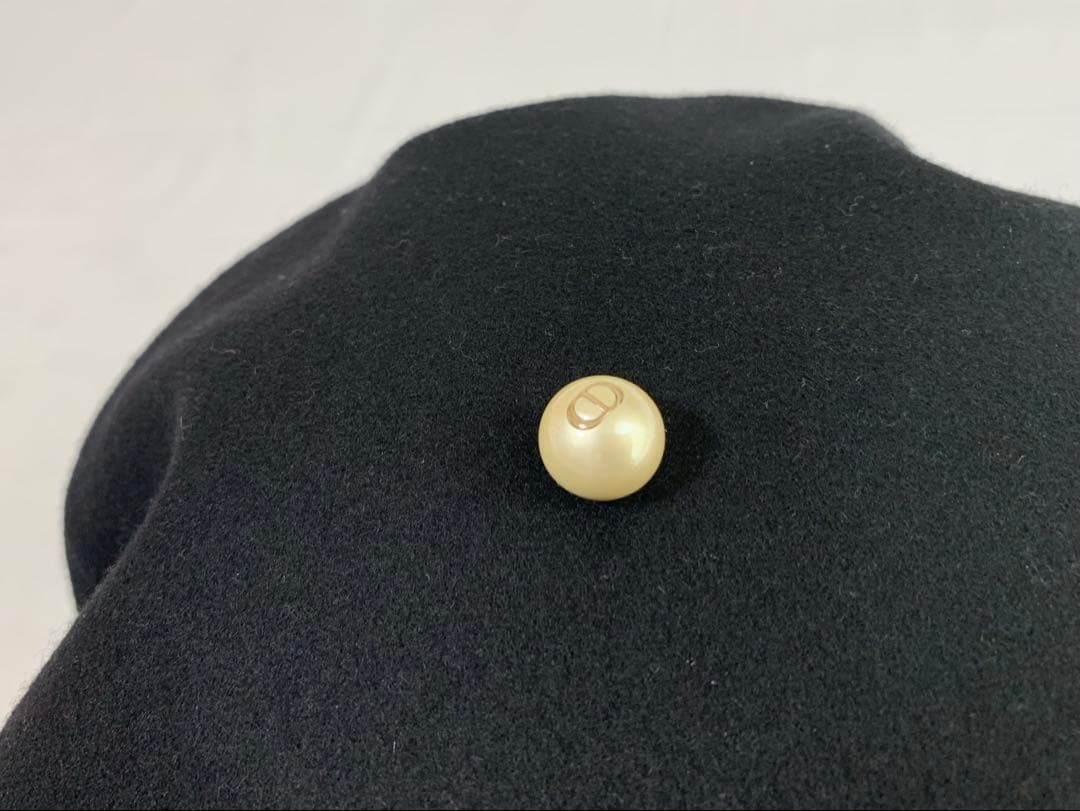 極美品✨ Christian Dior ベレー帽 パール付き ディオール 黒