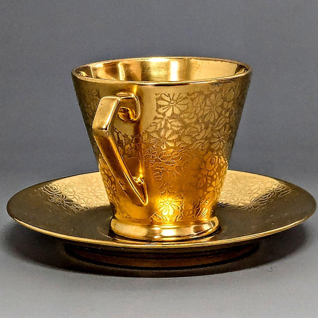 アンティークピッカード金彩エッチング クサラシ技法 華装飾紋様 カップ＆ソーサー