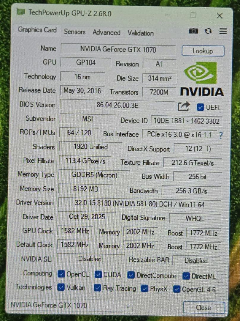 msi GTX1070 本格水冷