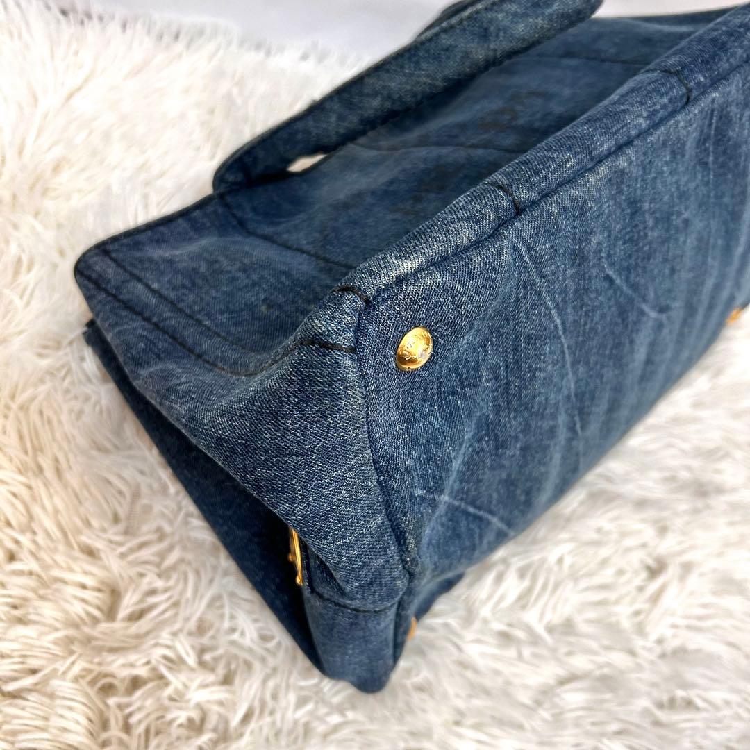 ギャランティカード付き　タグ付き　PRADA カナパ　トートバッグ　デニム