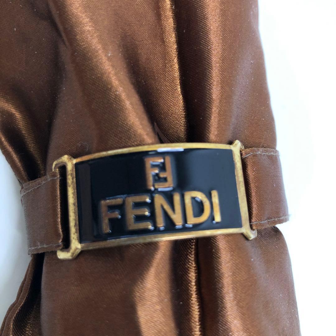 【美品】FENDI フェンディ　折りたたみ傘　ズッカ柄　ブラウン