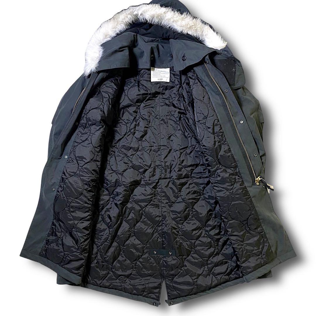 M ビームス 裏地キルティング ビッグシルエット 2way モッズコート 黒