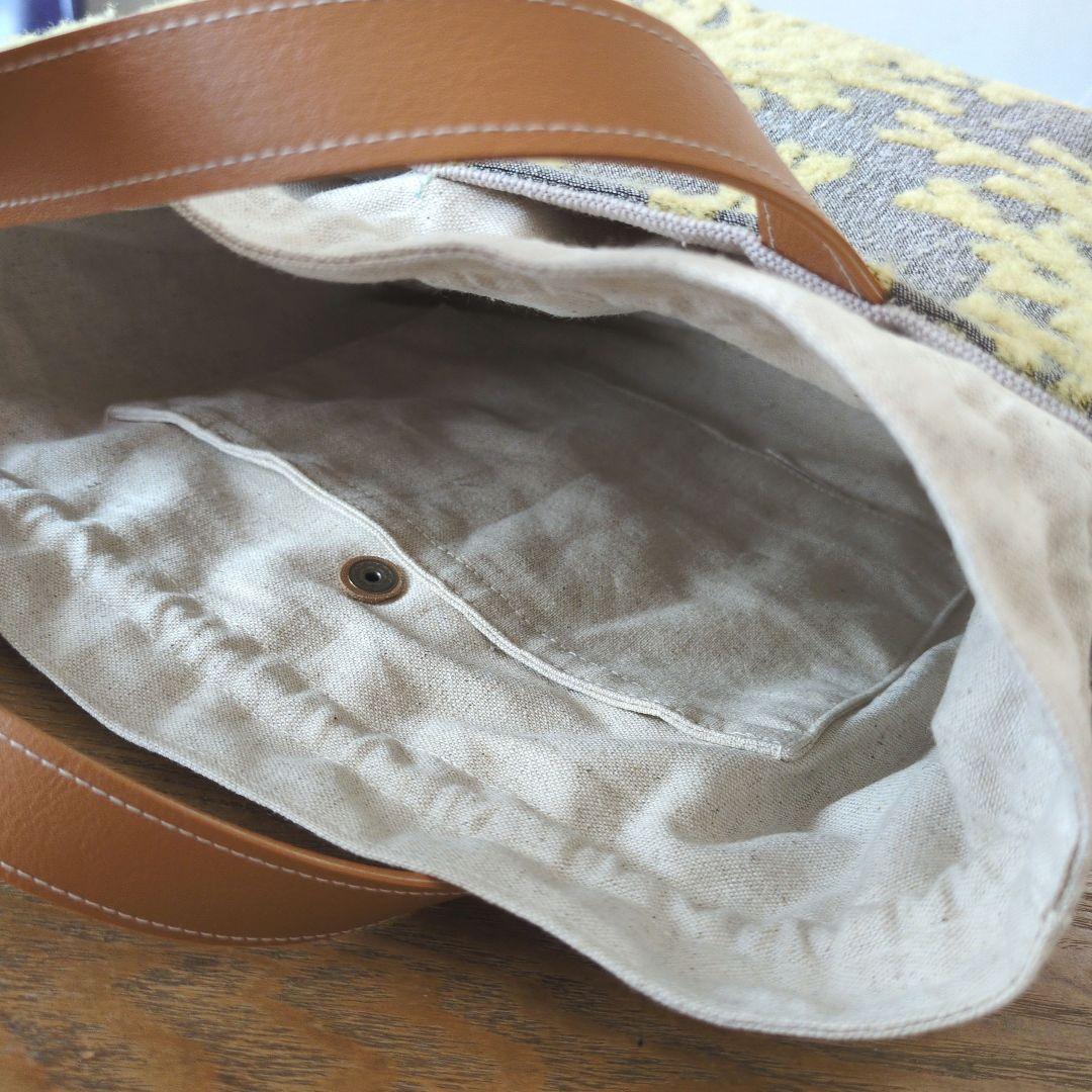 あおりポケットのあおりポケットの巾着バッグ＊ミナペルホネン metsa