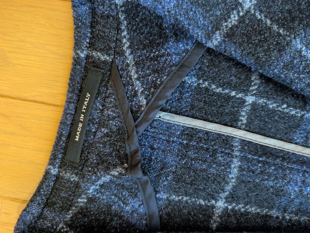 タリアトーレ　チェックジャケット　46　ネイビーブルーグレンチェック　ウール調