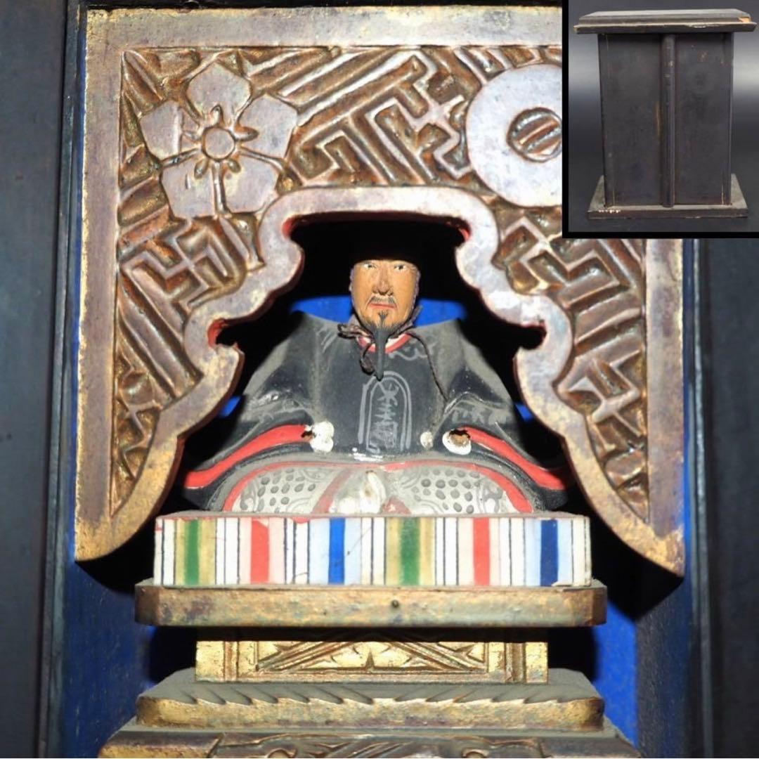 猪飼正徳送料無料　江戸時代　木彫清正公像・厨子　仏教美術