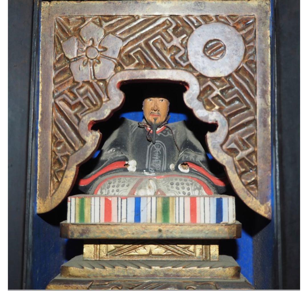 猪飼正徳送料無料　江戸時代　木彫清正公像・厨子　仏教美術