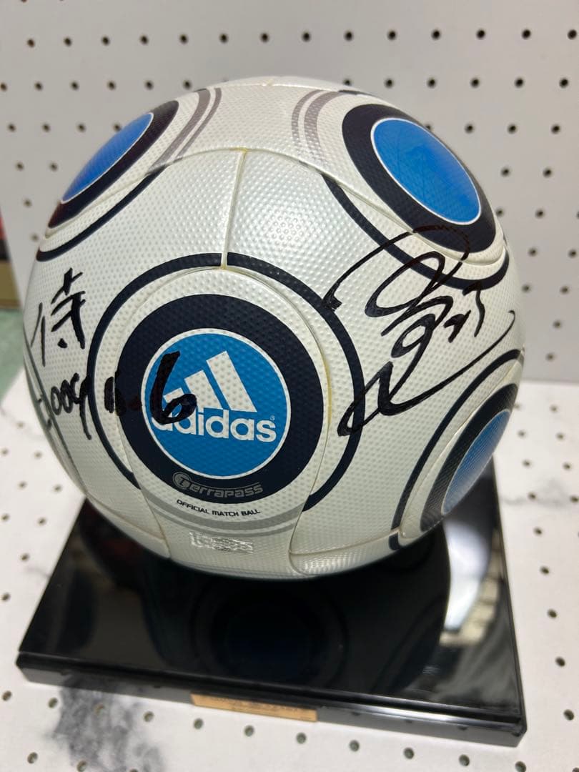 【希少0/50展示品】岡崎誠 直筆サイン.コメント入り 日本代表サッカーボール
