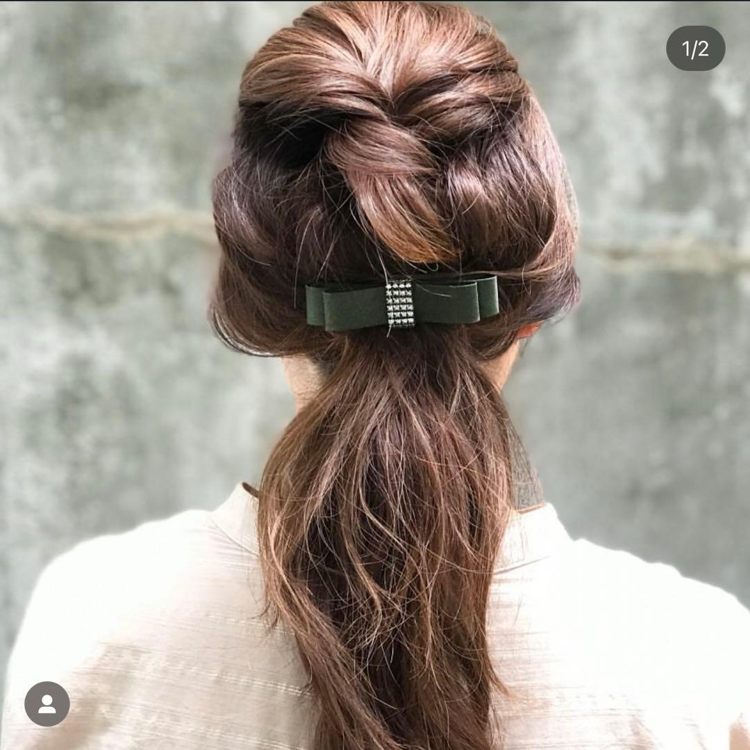 最終価格【美品】acca アッカ リボンバレッタ スワロフスキー