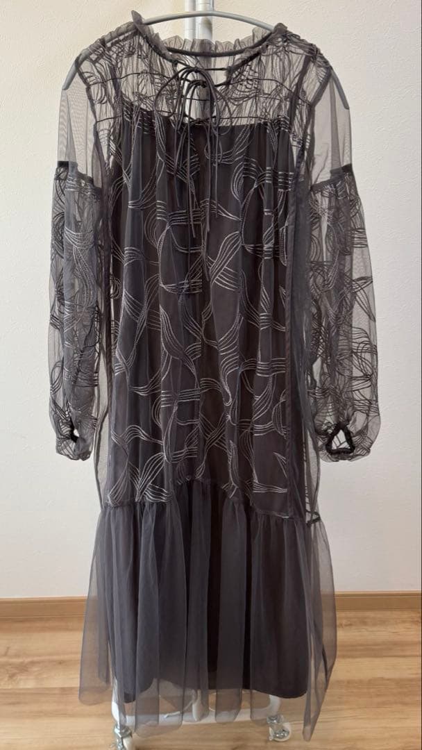 niana オケージョンドレス レイヤードワンピース チャコール M-short