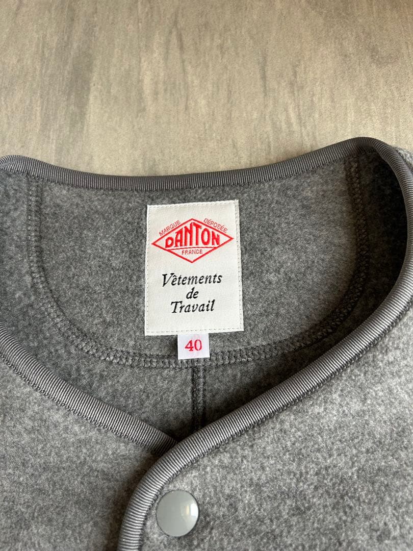 DANTON ノーカラーフリース ジャケットメンズ40グレー