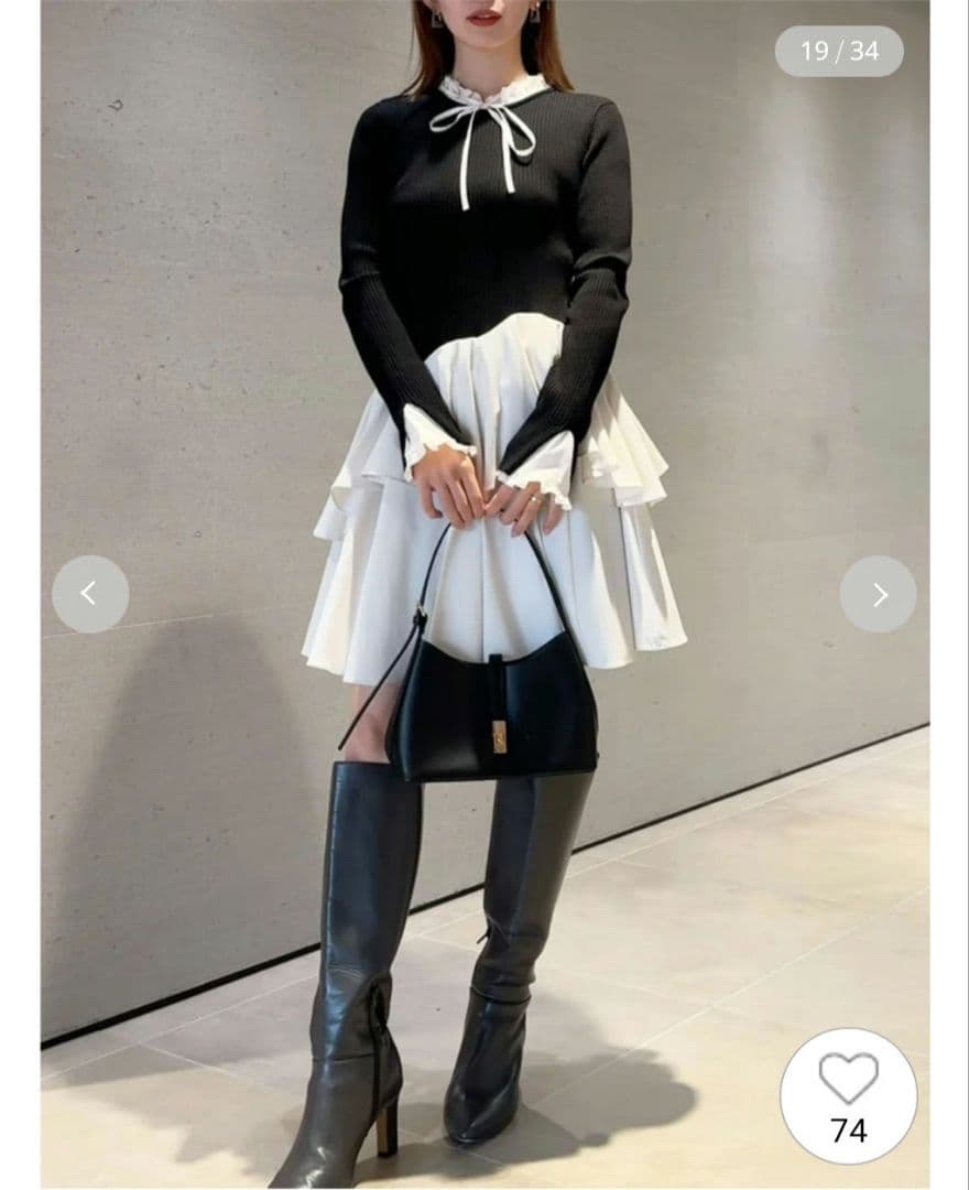 新品タグ付　Sustainableドッキングミニニットワンピース　黒