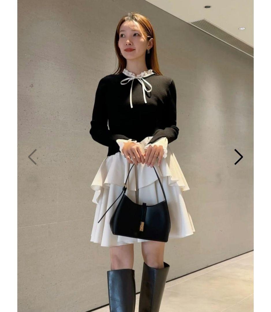 新品タグ付　Sustainableドッキングミニニットワンピース　黒