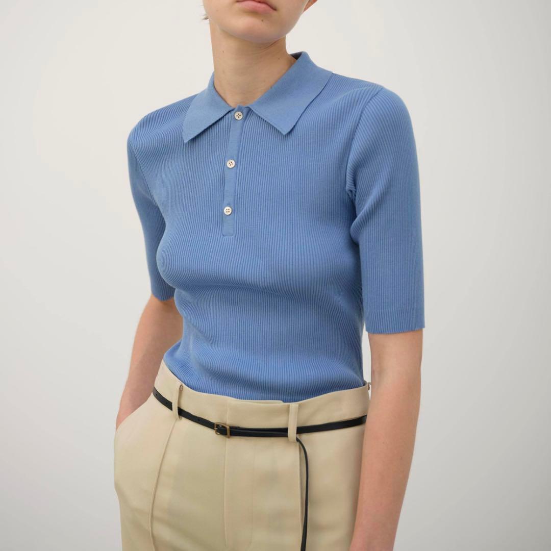 【美品】AURALEE オーラリー コットン ニットポロ ポロシャツ 半袖 0