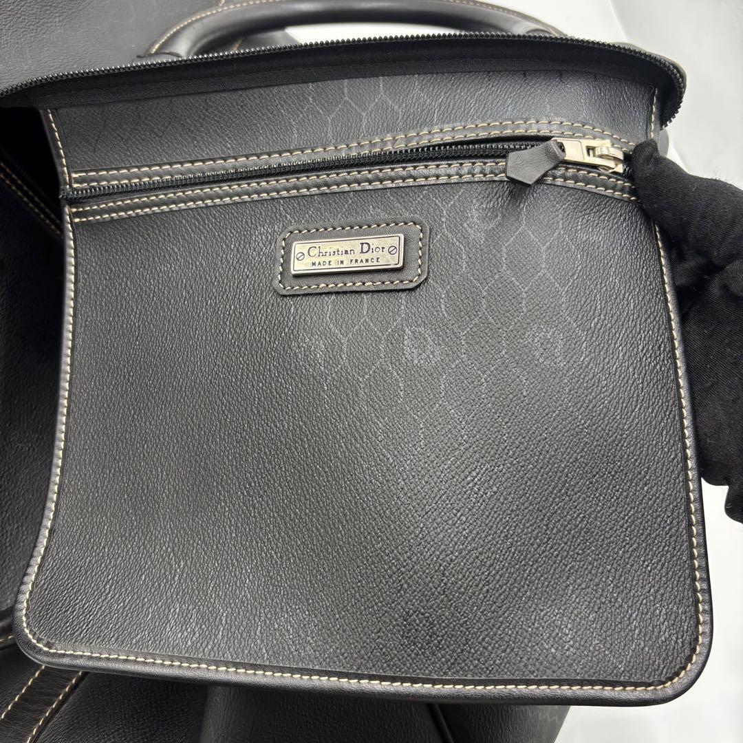 ディオール ハニカム柄 レザー ボストンバッグ ハンドバッグ 旅行かばん グレー