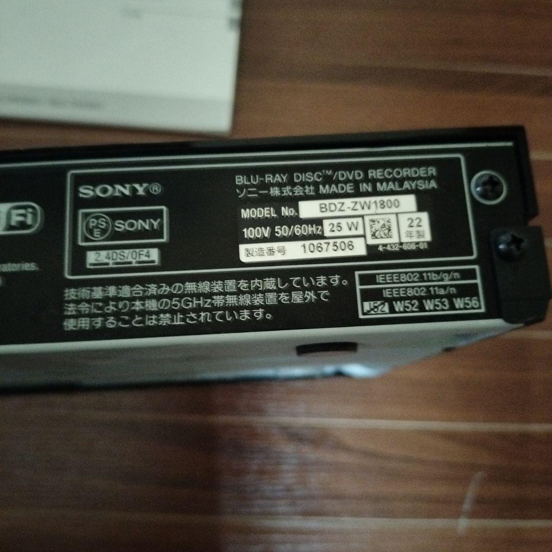 ソニー ブルーレイ DVDレコーダー BDZ-ZW1800