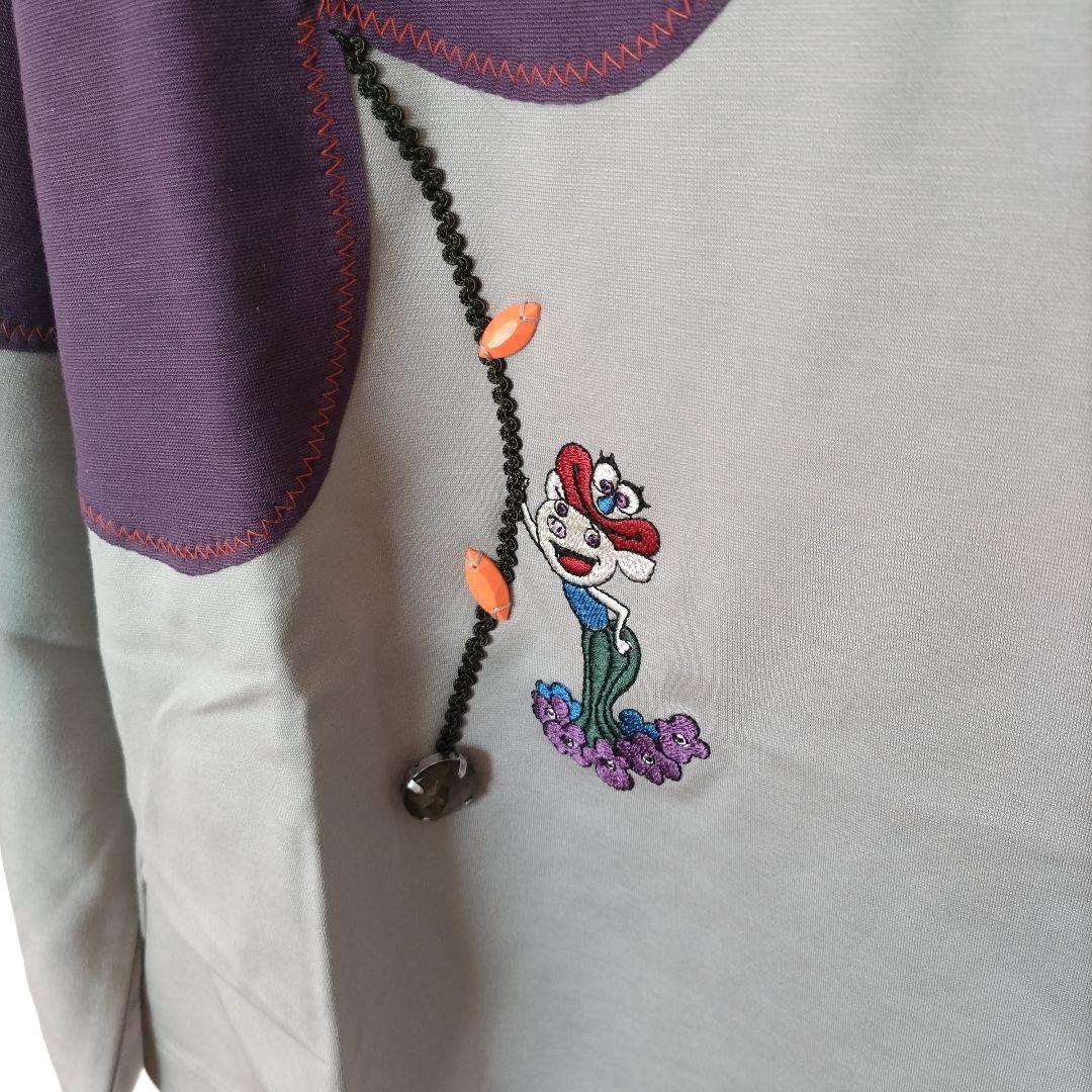 タグ付き　アルベロベロ　　花刺繍付き長袖Tシャツ グレー